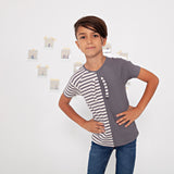 Rib Stripe Boy's Top - grey - runs small size up