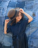 DENIM Tie Dress - DARK DENIM