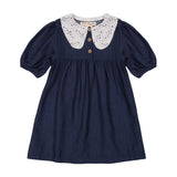 DENIM Lace Collar Dress - DARK DENIM
