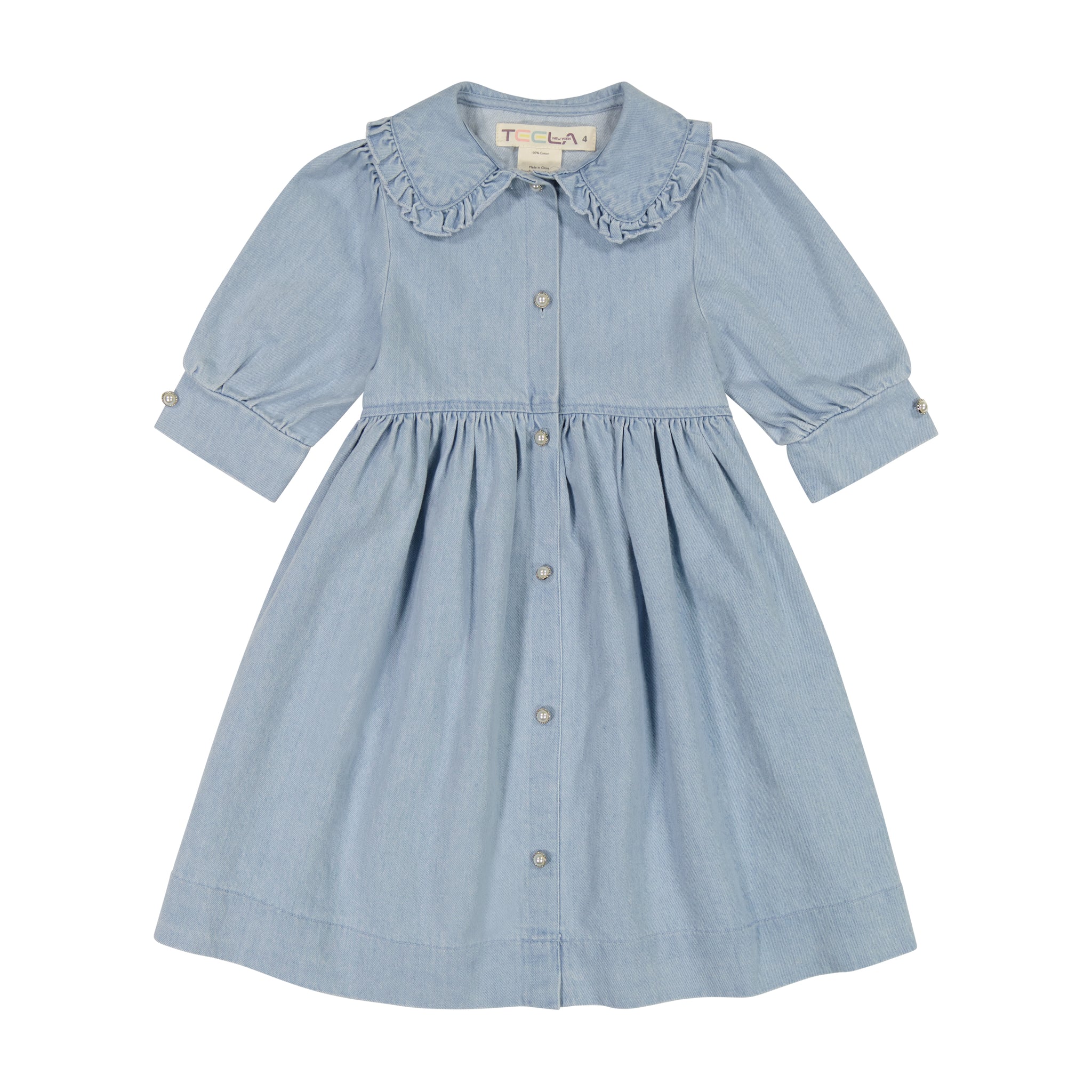 DENIM Collar Baby Doll Dress - LIGHT DENIM TeelaNYC DENIM Collar Baby Doll Dress - LIGHT DENIM TeelaNYC