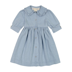 DENIM Collar Baby Doll Dress - LIGHT DENIM