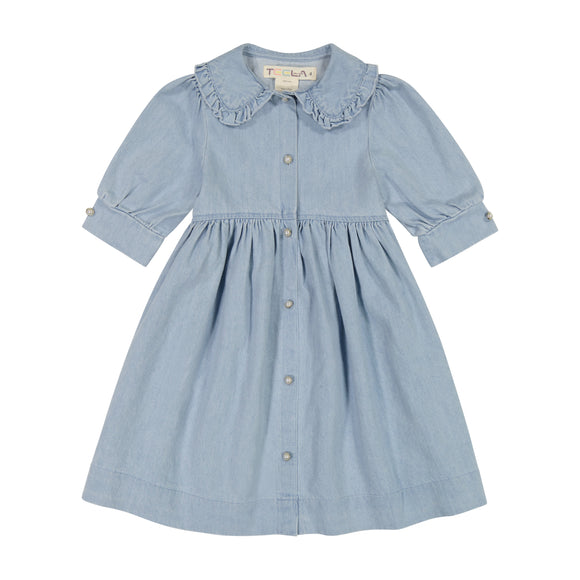 DENIM Collar Baby Doll Dress - LIGHT DENIM