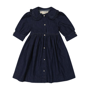 DENIM Collar Baby Doll Dress - DARK DENIM