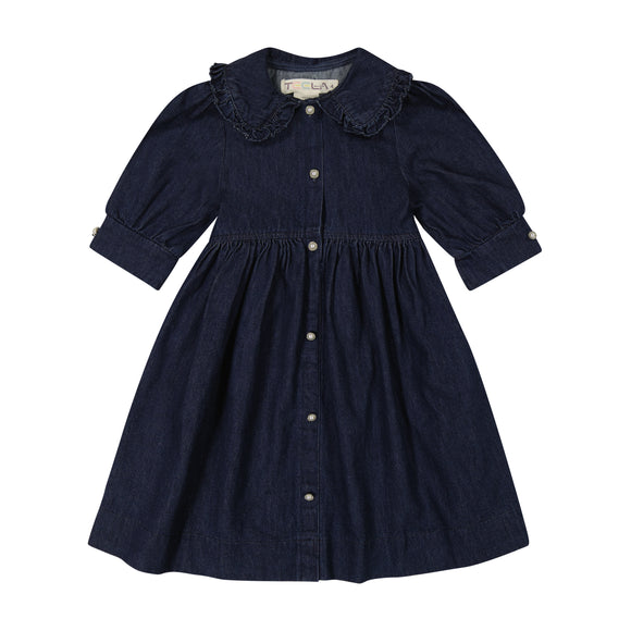 DENIM Collar Baby Doll Dress - DARK DENIM