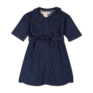 DENIM Tie Dress - DARK DENIM
