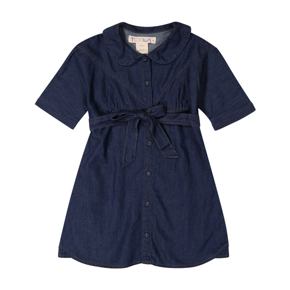 DENIM Tie Dress - DARK DENIM