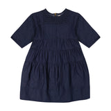DENIM Cut and Sew Smock Dress - DARK DENIM