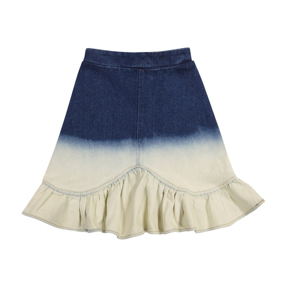 DENIM Scallop Ruffle Skirt - OMBRE