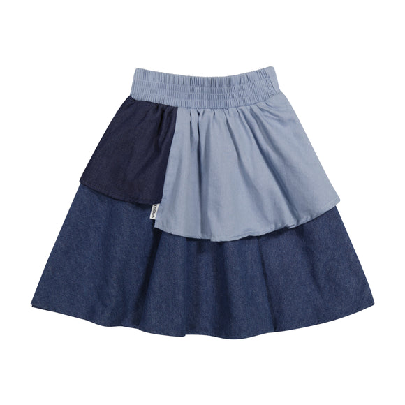 DENIM Color Block Skrit - DENIM/MULTI