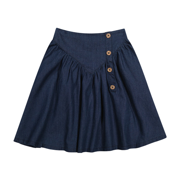 DENIM Triangle Seam Skirt - DARK DENIM
