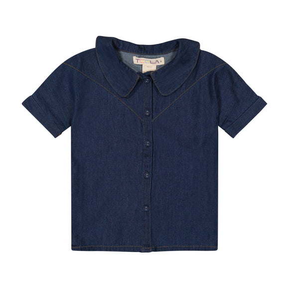 DENIM Peter Pan Boy's Top - DARK DENIM