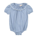 DENIM Baby Girl Fringe Collar Romper - LIGHT DENIM