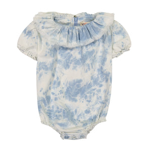 DENIM Baby Girl Fringe Collar Romper - ACID WASH