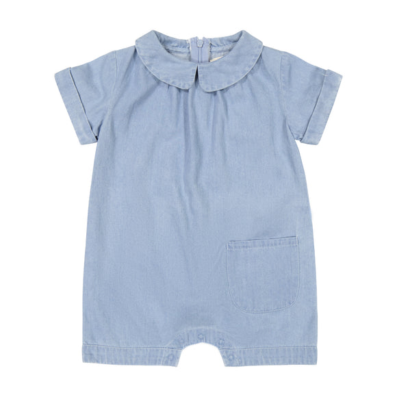 DENIM Baby Boy Peter Pan Romper - LIGHT DENIM
