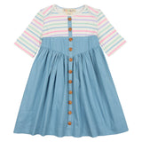 Striped Denim Dress - PASTEL STRIPE