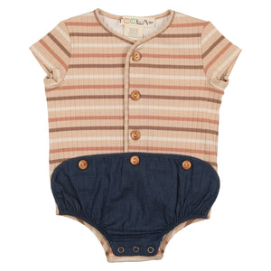 Striped Baby Romper - DARK DENIM/NEUTRAL STRIPE