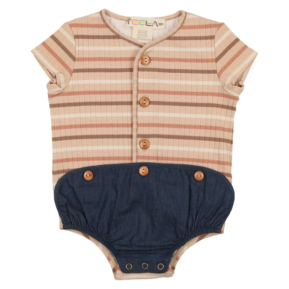 Striped Baby Romper - DARK DENIM/NEUTRAL STRIPE