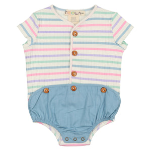Striped Baby Romper - PASTEL STRIPE