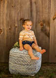 Striped Baby Romper - DARK DENIM/NEUTRAL STRIPE