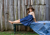 Striped Denim Dress - DARK DENIM/NEUTRAL STRIPE