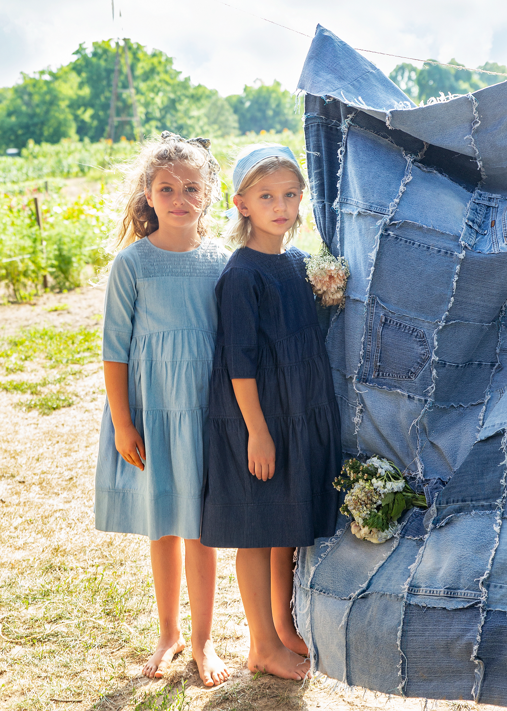 white christmas dresses Reiga Smock Mini Dress in Denim Indigo