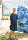 DENIM Cut and Sew Smock Dress - DARK DENIM