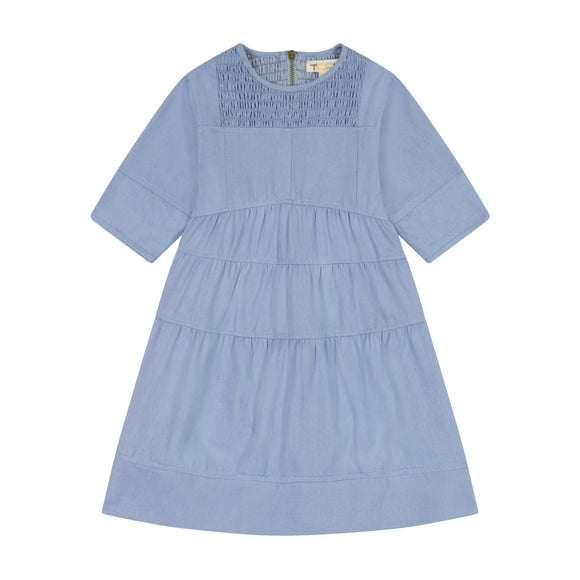 DENIM Cut and Sew Smock Dress - LIGHT DENIM