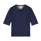 DENIM Peter Pan Girl's Top - DARK DENIM