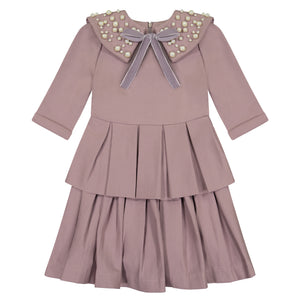 Circle Dress with Double Peplum - clay - FINAL SALE