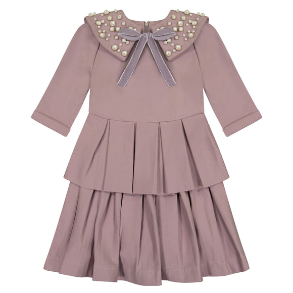Circle Dress with Double Peplum - clay - FINAL SALE