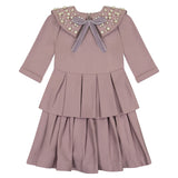 Circle Dress with Double Peplum - clay - FINAL SALE
