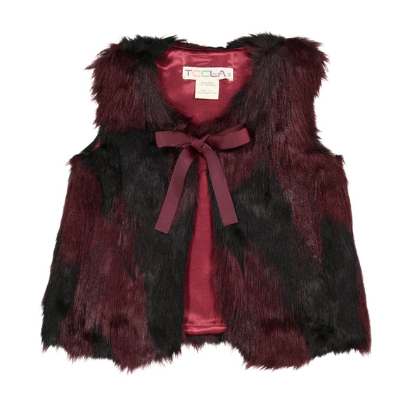 EMMA Fur Vest - Merlot/Black - FINAL SALE