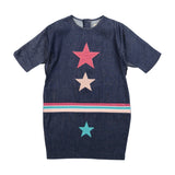 DENIM WEB Star Patch Dress - RIB - Dark Denim