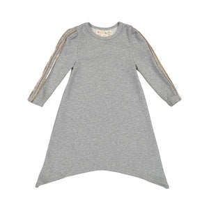 RIA Assymetrical Dress with Metallic Sleeve Detail - FINAL SALE