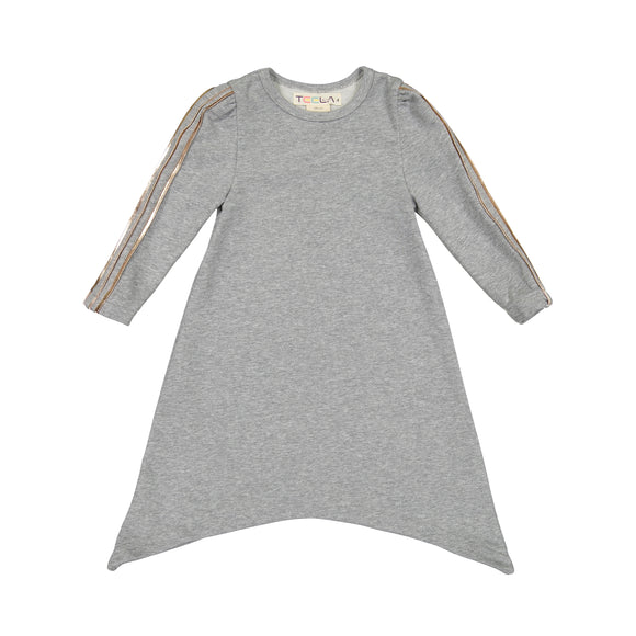 RIA Assymetrical Dress with Metallic Sleeve Detail - FINAL SALE