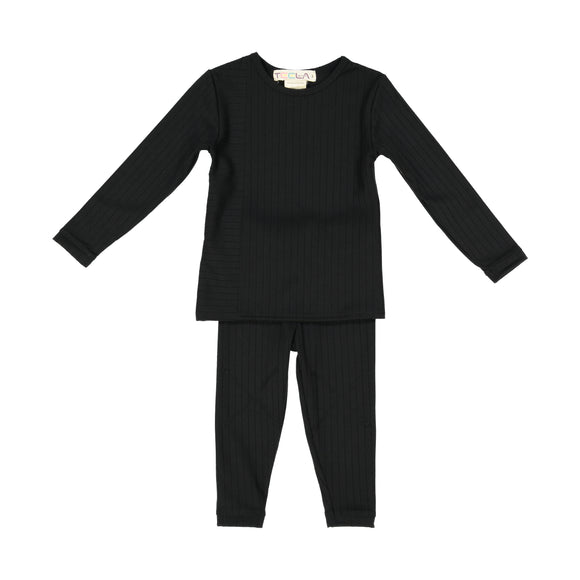 RIB 2 Piece Loungeware - Black - FINAL SALE