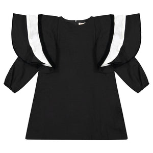 SLIGHTLY DAMAGED: Triple Ruffle Sleeve Dress - black