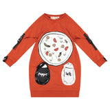 PIZZA Buckle Sleeve Bubble Pouch Dress - FINAL SALE