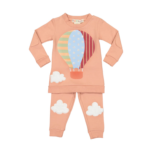 Girls' Hot Air Balloon Pajamas - 2 piece set - BLUSH PINK - FINAL SALE