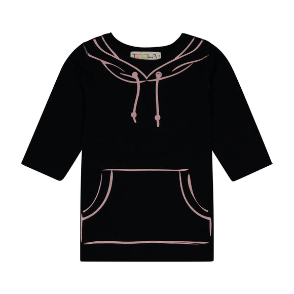 HOODIE Girl's Purl Stitch Tshirt - BLACK/MUAVE