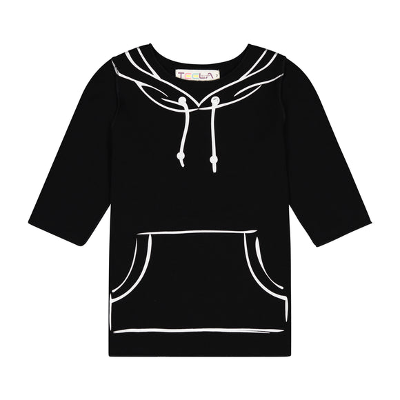HOODIE Girl's Purl Stitch Tshirt - BLACK WHITE