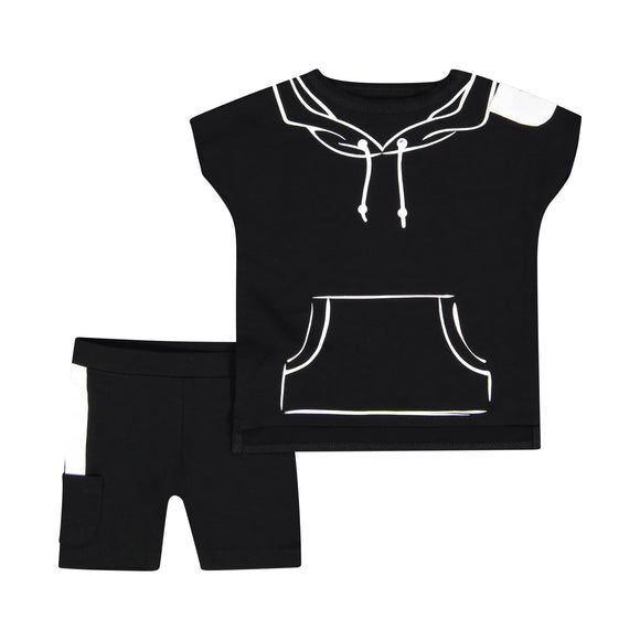 HOODIE baby set- BLACK/WHITE