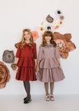 Circle Dress with Double Peplum - rust orange - FINAL SALE