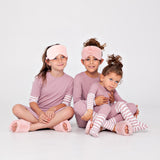 Rib Stripe Baby Footies - mauve