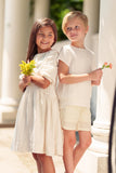 Boy's Curved Shirt - cream - runs very very small size up 1-2 sizes