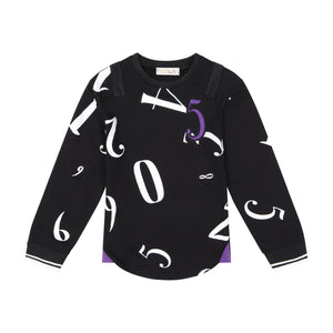 NUMBERS Curved Hem Top - Black - FINAL SALE