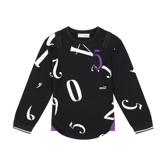 NUMBERS Curved Hem Top - Black - FINAL SALE