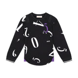 NUMBERS Curved Hem Top - Black - FINAL SALE