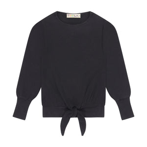 Rib Tie Top - Black - size up - FINAL SALE