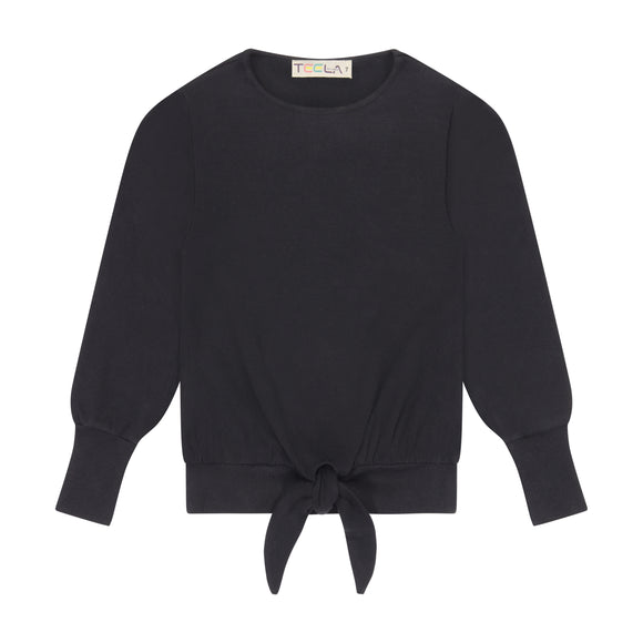Rib Tie Top - Black - size up - FINAL SALE